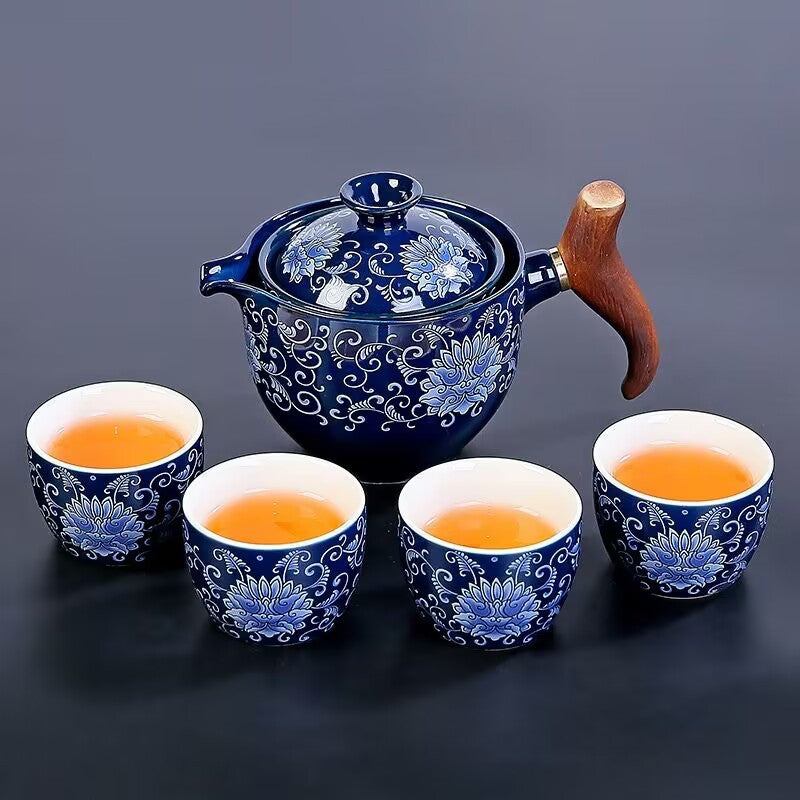 Household Ceramic Teapot Pu'er Tea Portable Rotating Teapot