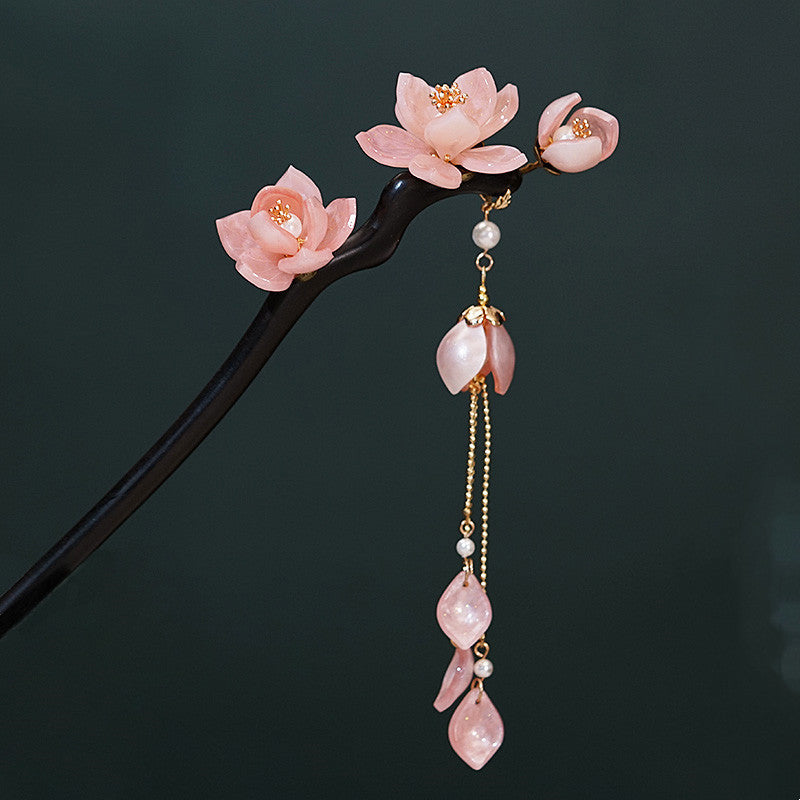 Magnolien Blume Haarnadel Ancient Style Ebony Haarnadel Fransen stiechschüttelndes Haarnadel