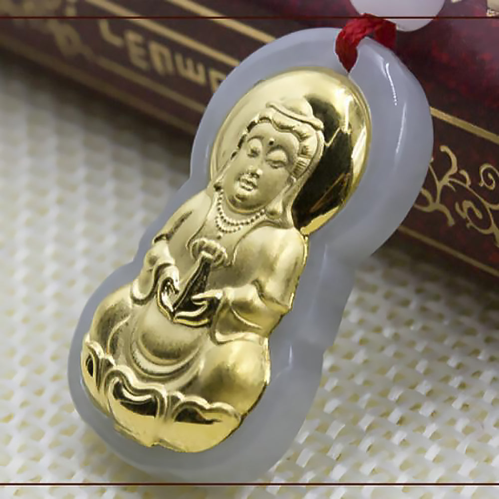 Gold Inlaid Jade Pendant