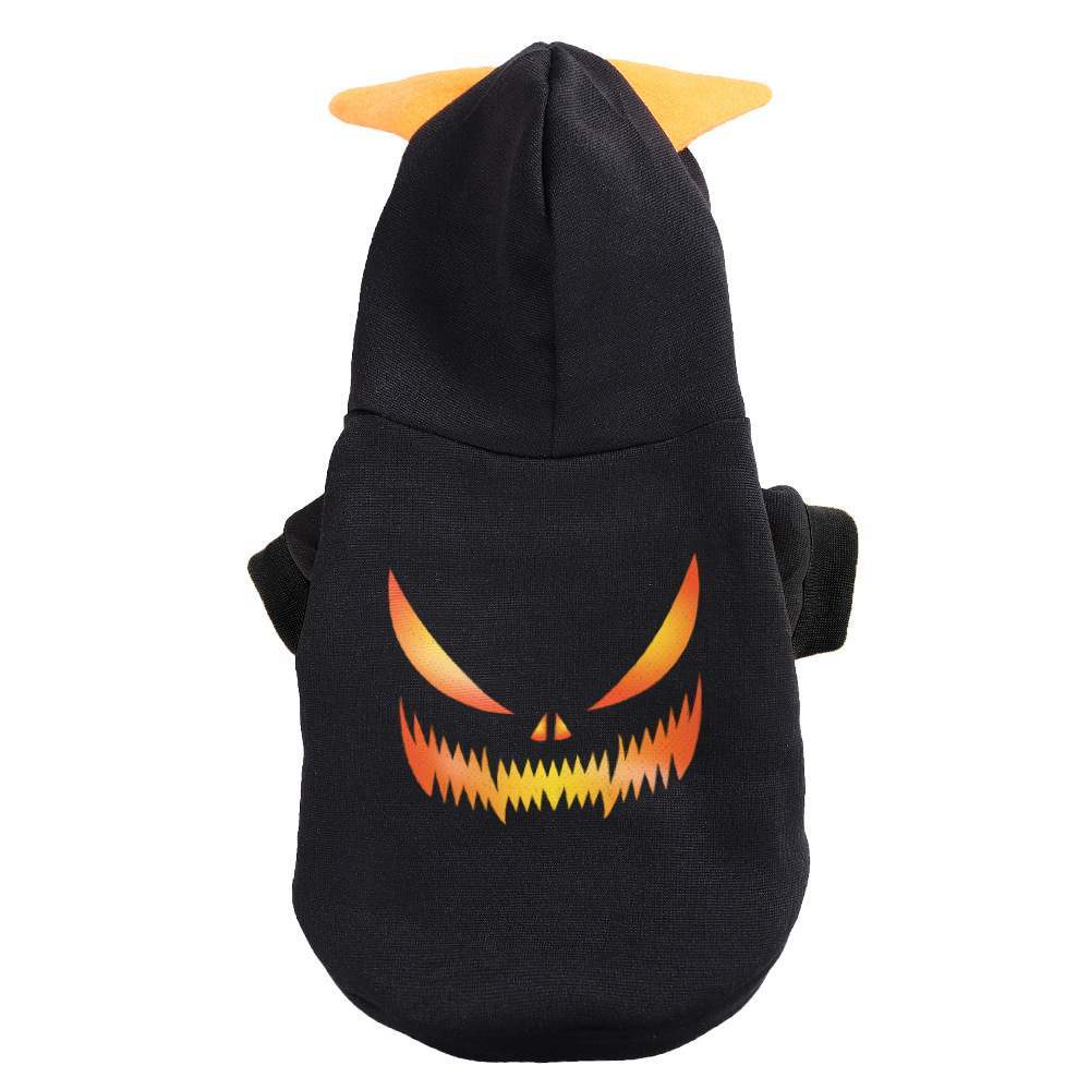 Pumpkin Dog Hoodie Halloween Outfit Black Orange Cozy Fleece-6