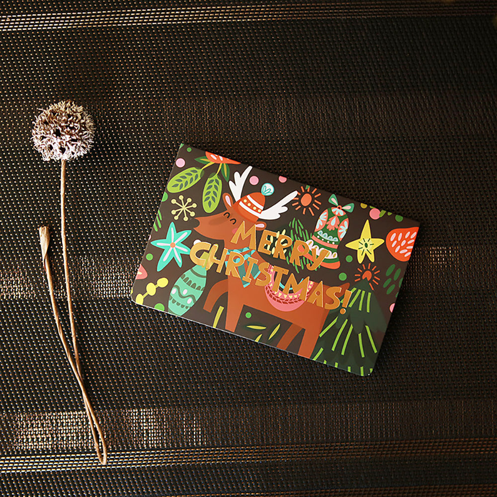 Christmas Wishes Greeting Card – Gift Box, Tree & Elk Designs-6