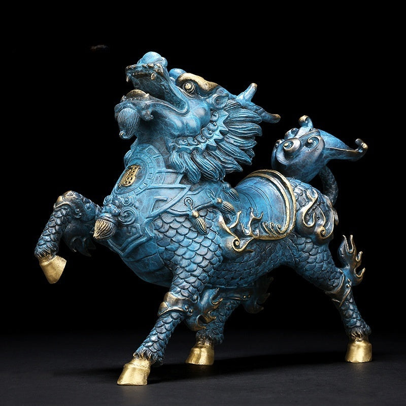 Wind and Fire Kirin Wealth Attracting Ornament Full Copper Home Decoration