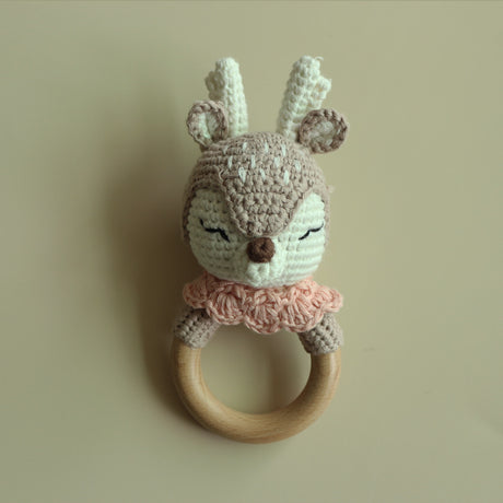 Handgemachtes Häkelrasseln-Spielzeug-Baby-Beißring-Spielzeug-Set