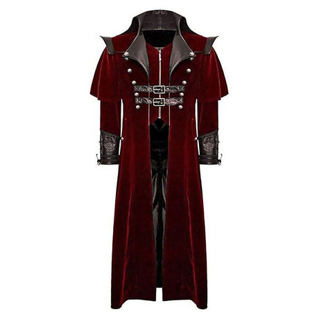 Halloween Vintage Patchwork Hooded Coat Slim Fit-4
