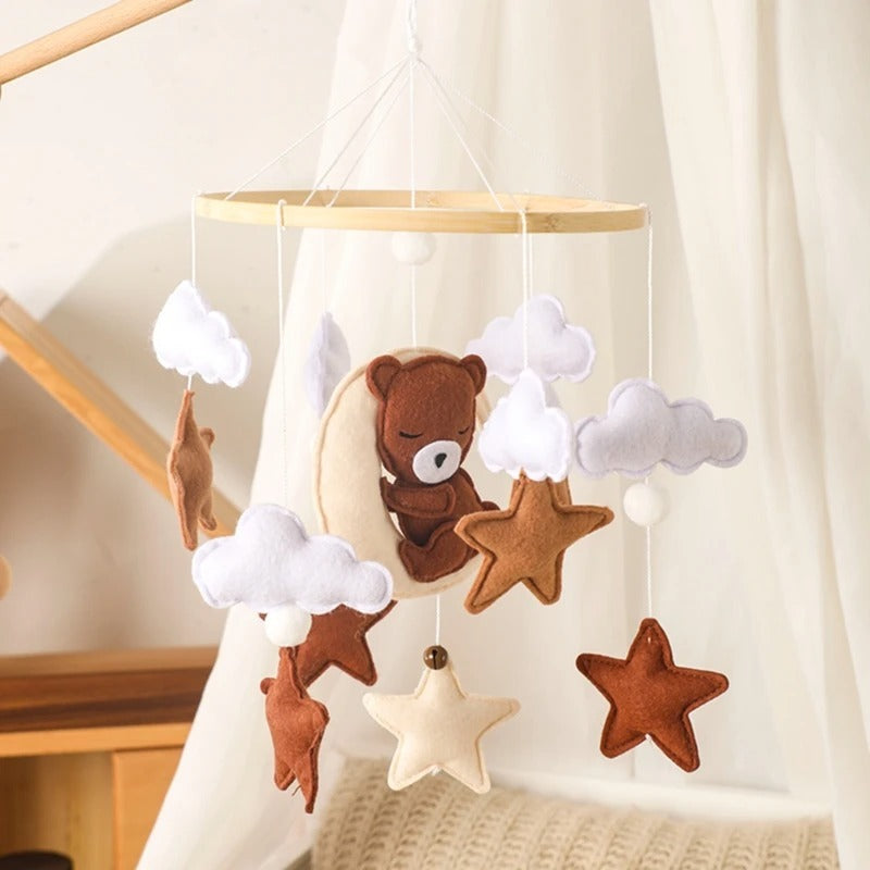 Felt Brown Bear Elephant Bed Bell Nordic Style Crib Soothing Decorative Pendant