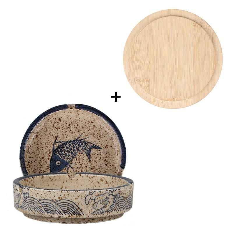 Chinesischer Stil Fisch Bild Retro Aschenbecher Keramik kreativ