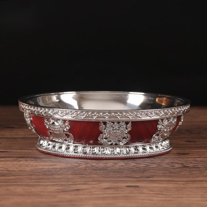 Tibetaner buddhistischer Obst Tribute mit Edelstahl -Innenauskleidung für Buddha