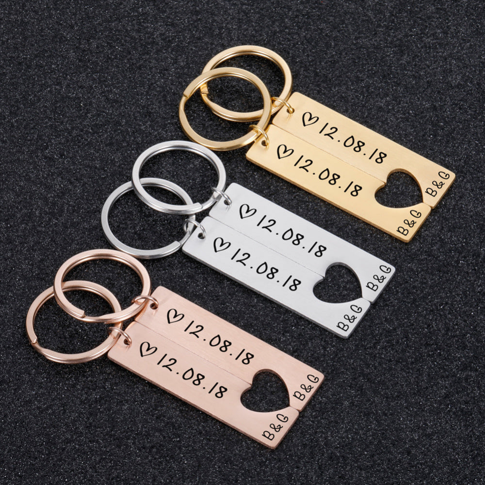 Customized Couples Keychain Boyfriend Girlfriend Anniversary Valentine's Day Gifts