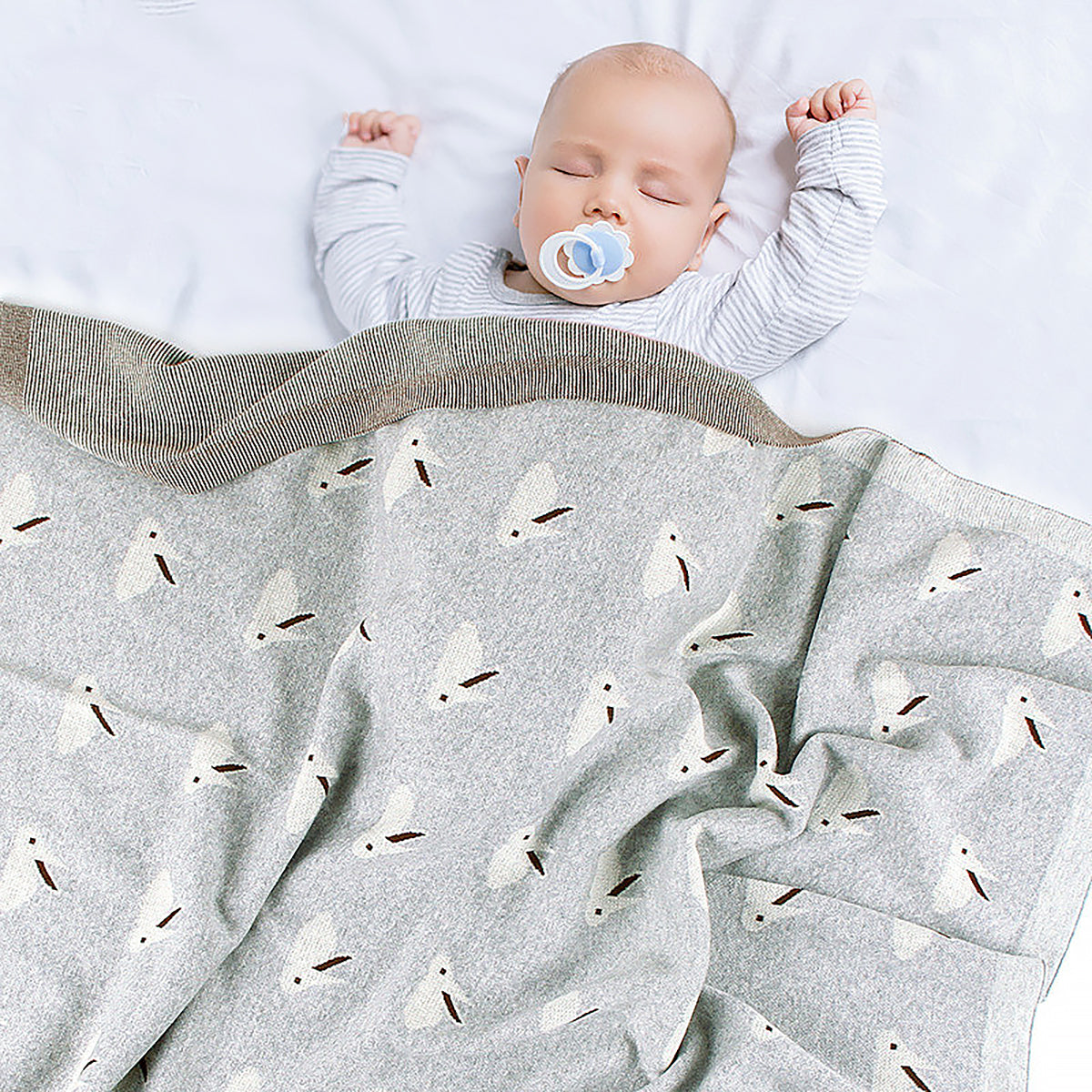 Knitted Bunny Hug Baby Blanket All Season Cotton Carrying Blanket-4