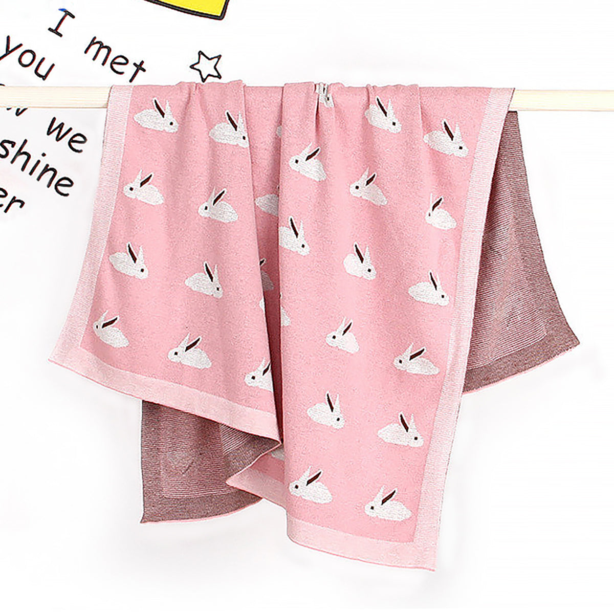 Knitted Bunny Hug Baby Blanket All Season Cotton Carrying Blanket-5
