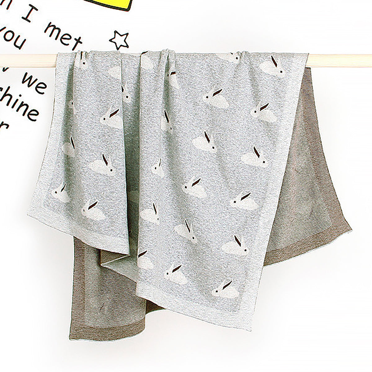 Knitted Bunny Hug Baby Blanket All Season Cotton Carrying Blanket-6