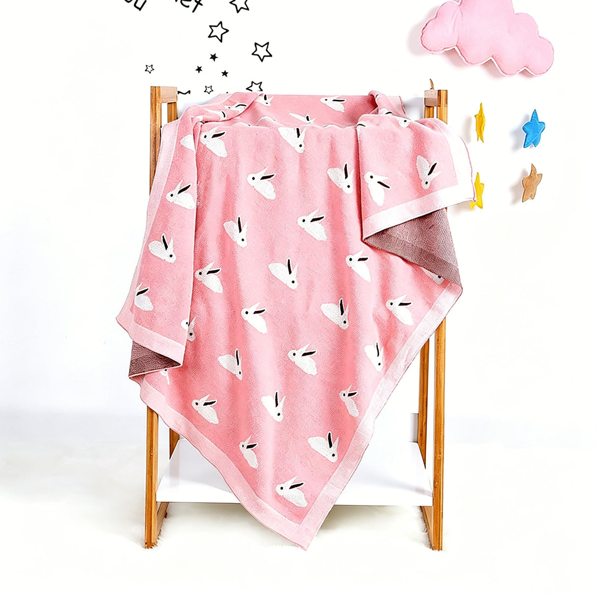 Knitted Bunny Hug Baby Blanket All Season Cotton Carrying Blanket-2