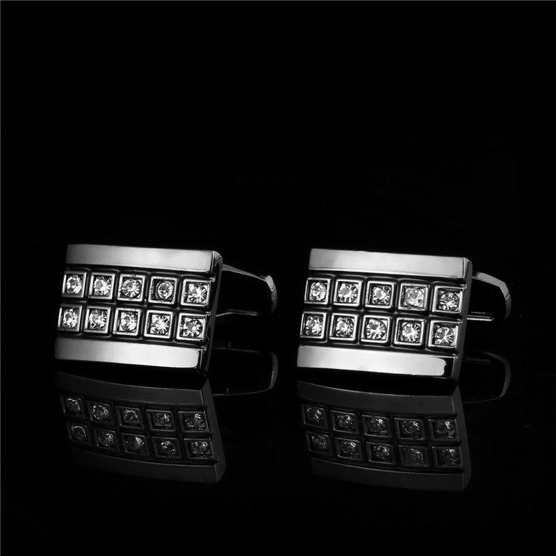 Hochwertige französische Hemdmanschettenknöpfe Gun Black Diamond Fine Cufflinks