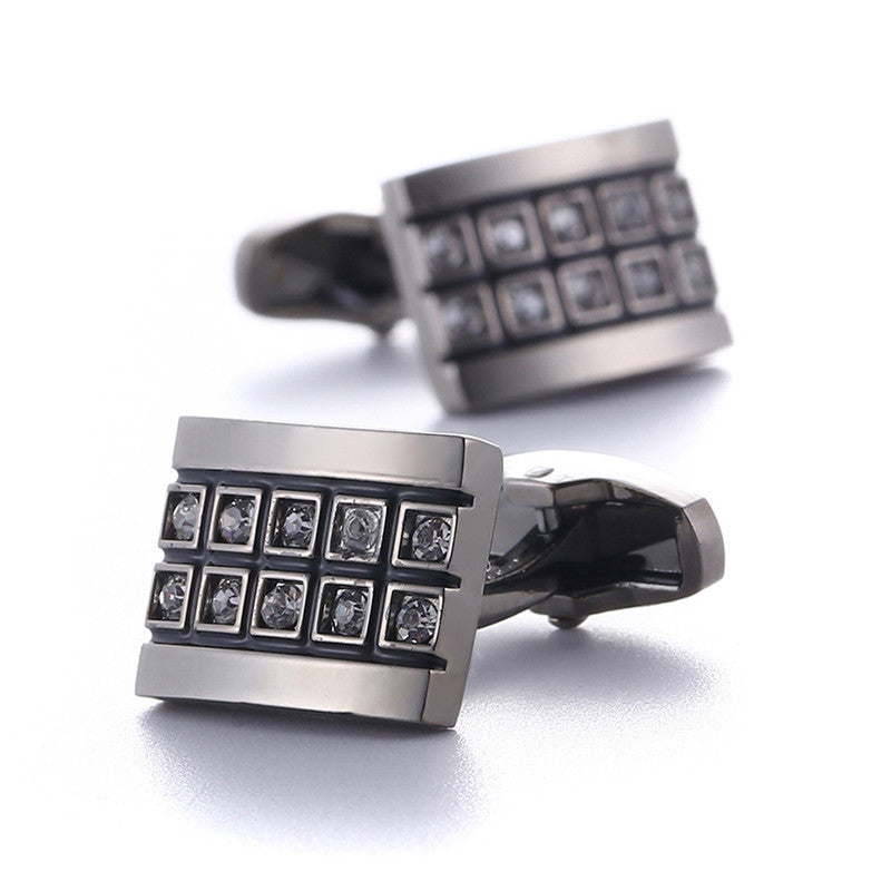 Hochwertige französische Hemdmanschettenknöpfe Gun Black Diamond Fine Cufflinks