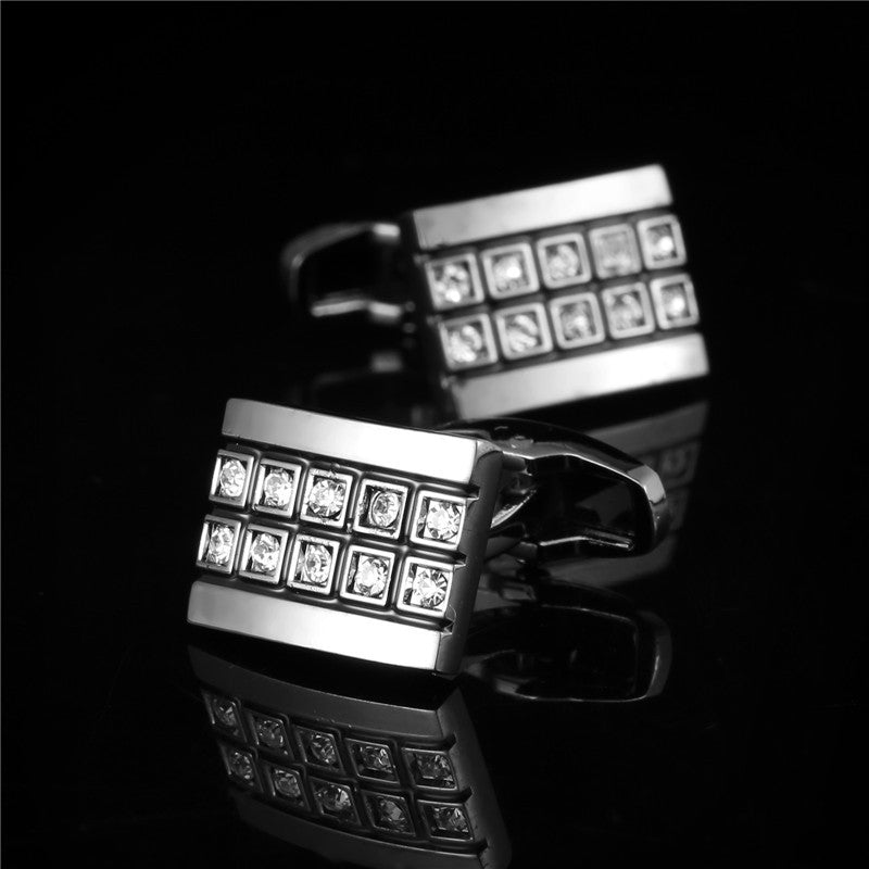 Hochwertige französische Hemdmanschettenknöpfe Gun Black Diamond Fine Cufflinks