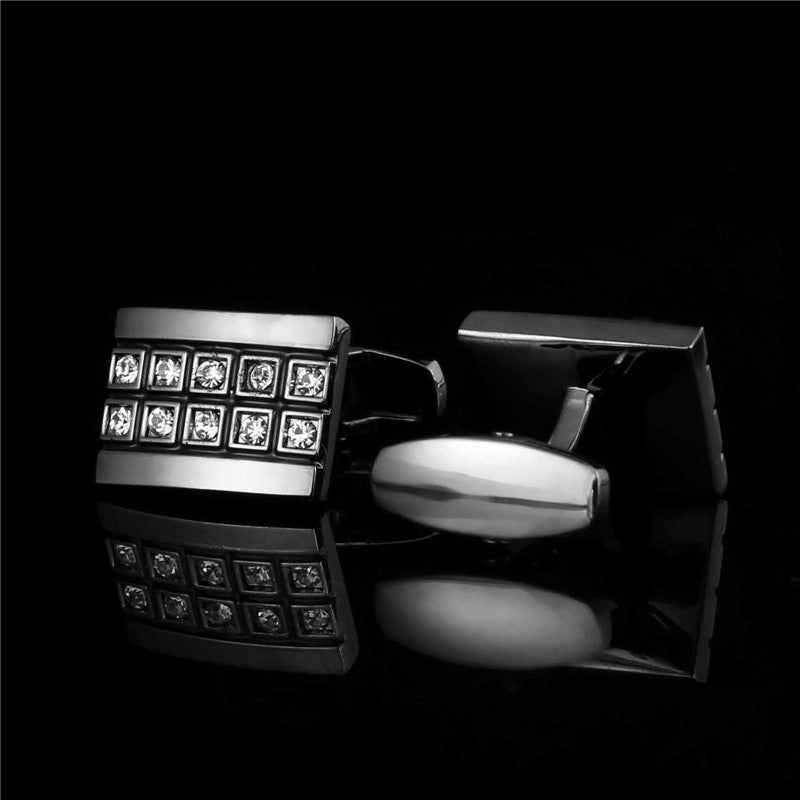 Hochwertige französische Hemdmanschettenknöpfe Gun Black Diamond Fine Cufflinks