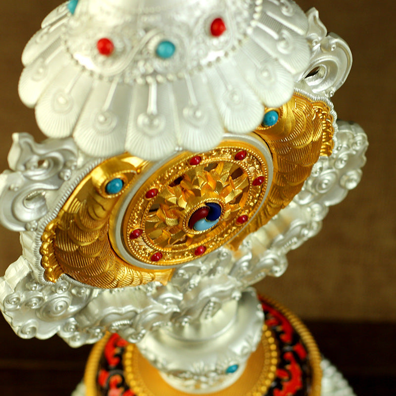 Eight Auspicious Ornaments in Front of Buddha