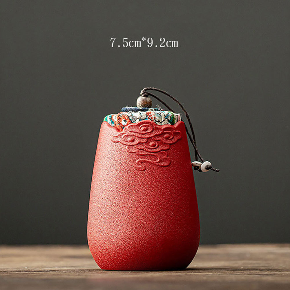 Stoneware Tea Caddy Retro Chinese Ceramic Tea Storage Jar-3