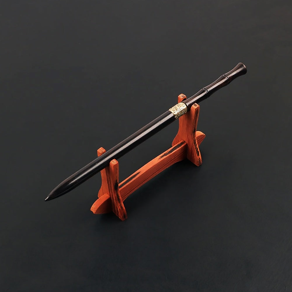 Ancient Chinese Hair Decoration Knife Hidden Sword Ebony Hairpin-4