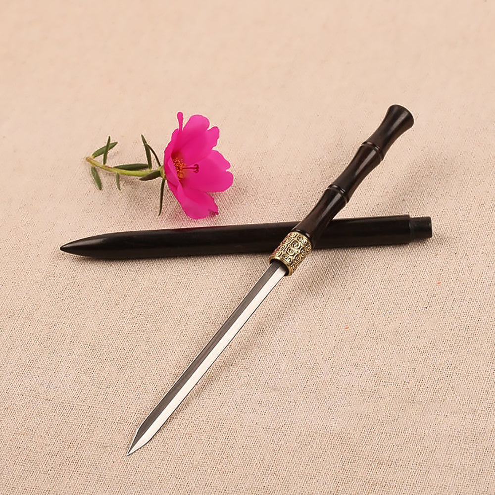 Ancient Chinese Hair Decoration Knife Hidden Sword Ebony Hairpin-5