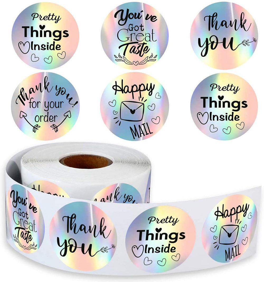 Gift Wrap Label Roll Rainbow Laser Sticker Label
