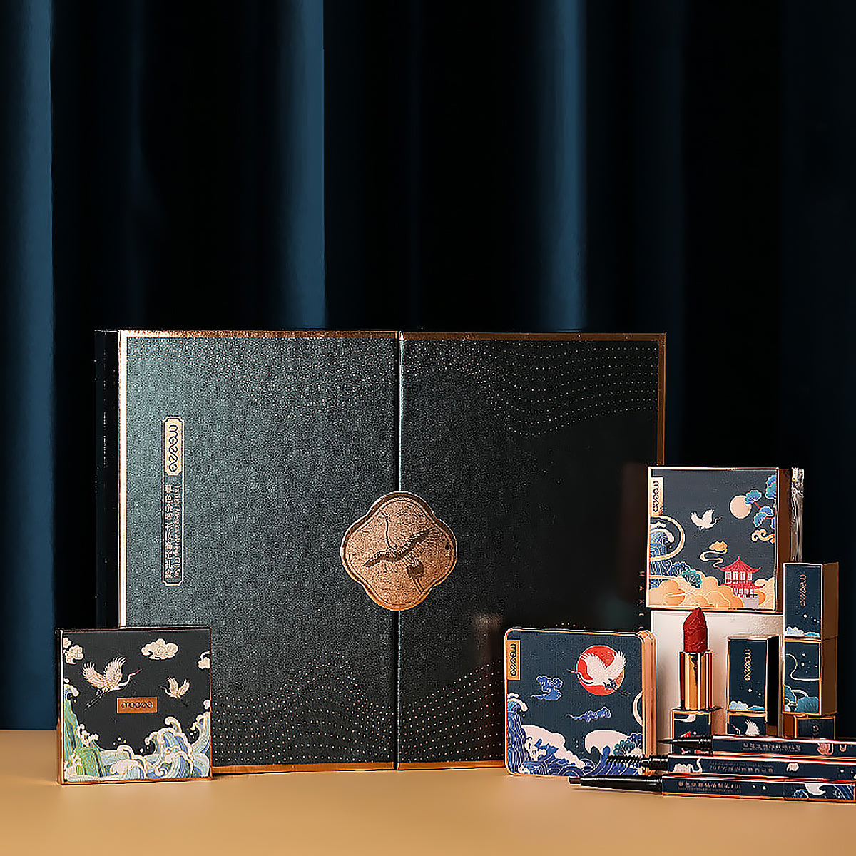 Chinoiserie Eyeshadow Carved Lipstick Set Afterglow Makeup Set-2