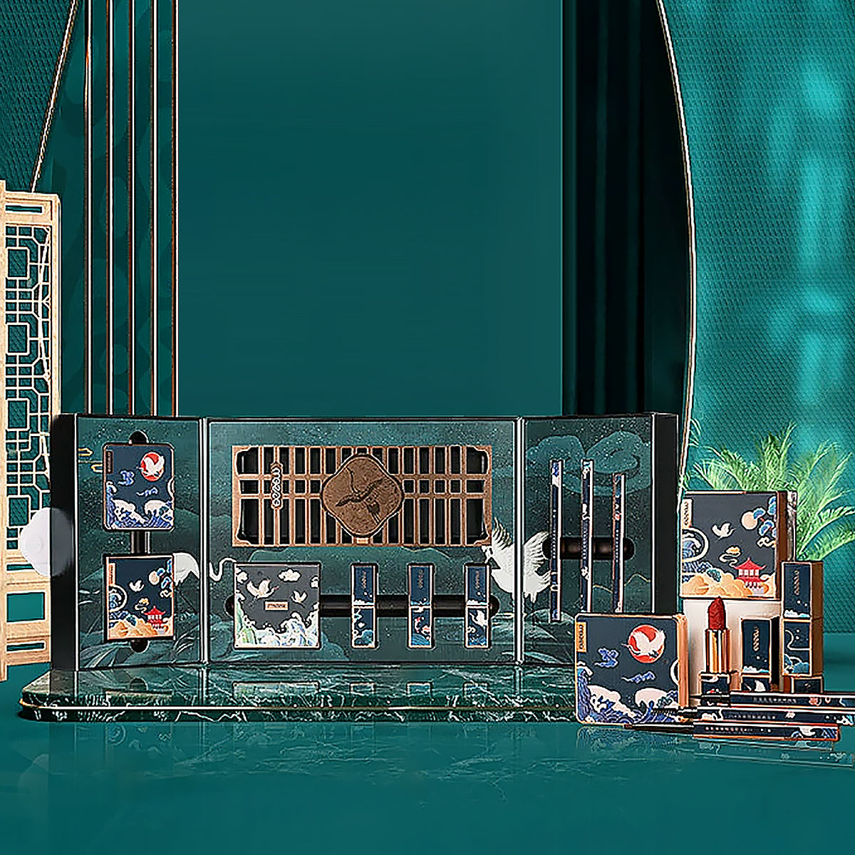 Chinoiserie Eyeshadow Carved Lipstick Set Afterglow Makeup Set-3