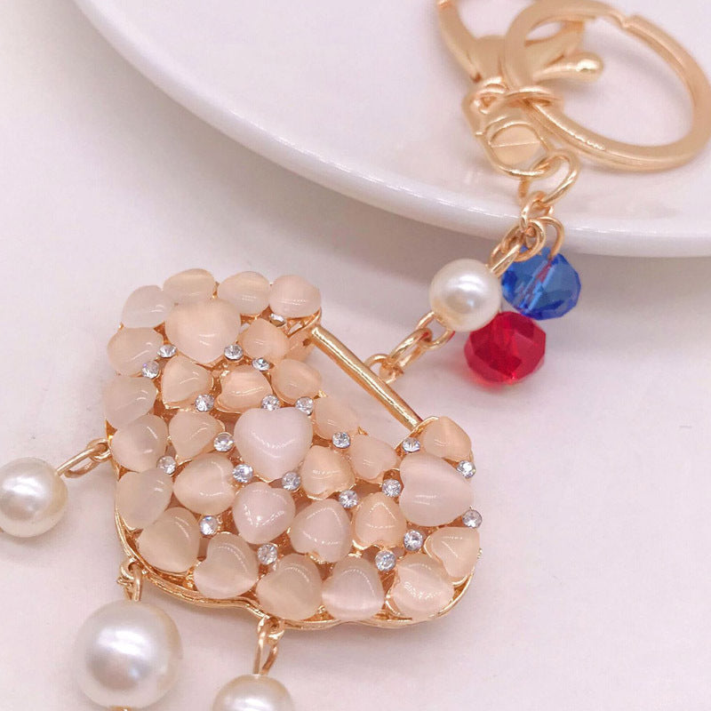 Creative Crystal Long Life Lock Cute Keychain Car Bag Pendant