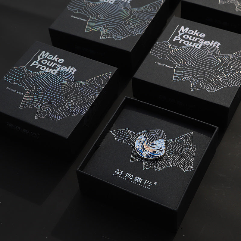 Paar Brosche süße chinesische Stil emaillierte Pfingstrose Blumenbrosche