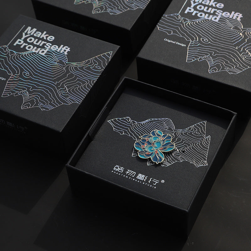 Paar Brosche süße chinesische Stil emaillierte Pfingstrose Blumenbrosche