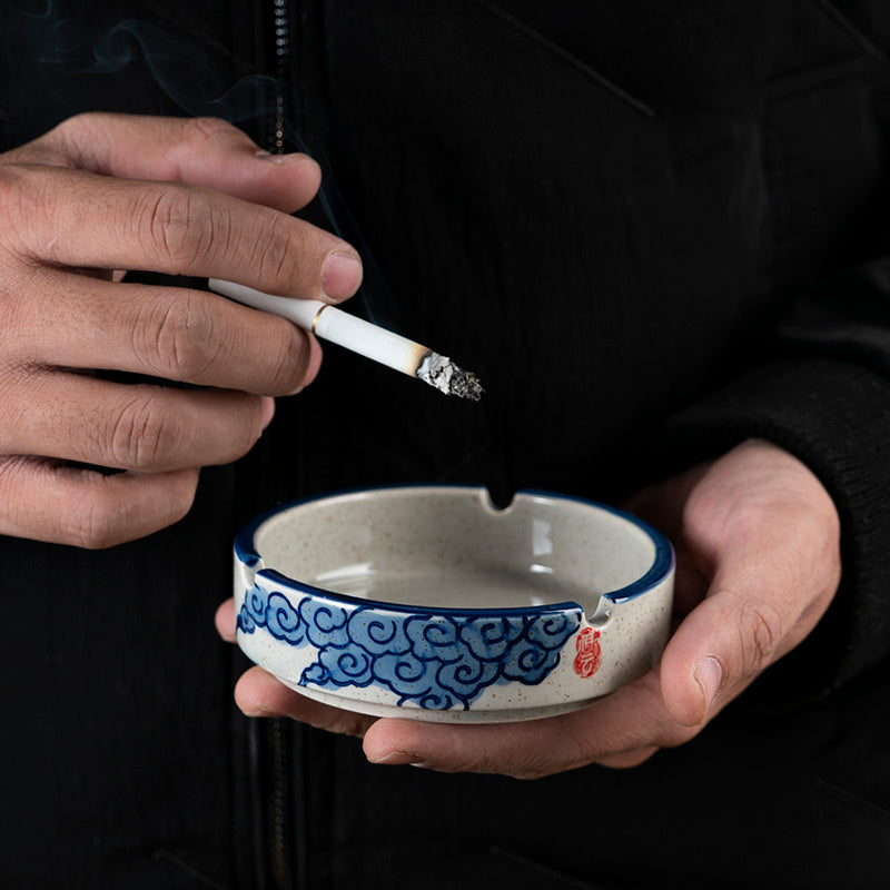 Handbemalte kreative Persönlichkeit Unterglasur Keramik runder Esstisch Aschenbecher Set