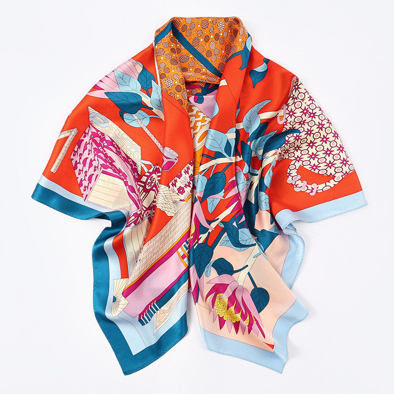 Square Scarf Windproof and Warm Heavy Silk Scarf