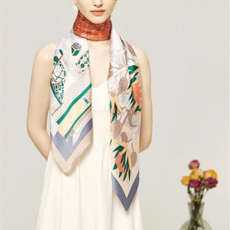 Square Scarf Windproof and Warm Heavy Silk Scarf