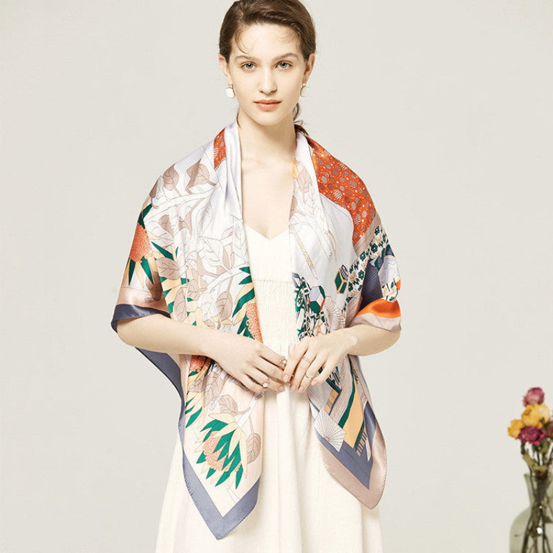 Square Scarf Windproof and Warm Heavy Silk Scarf