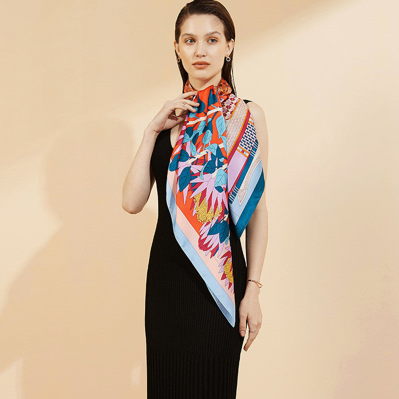 Square Scarf Windproof and Warm Heavy Silk Scarf