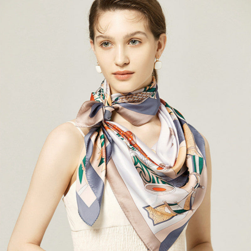 Square Scarf Windproof and Warm Heavy Silk Scarf