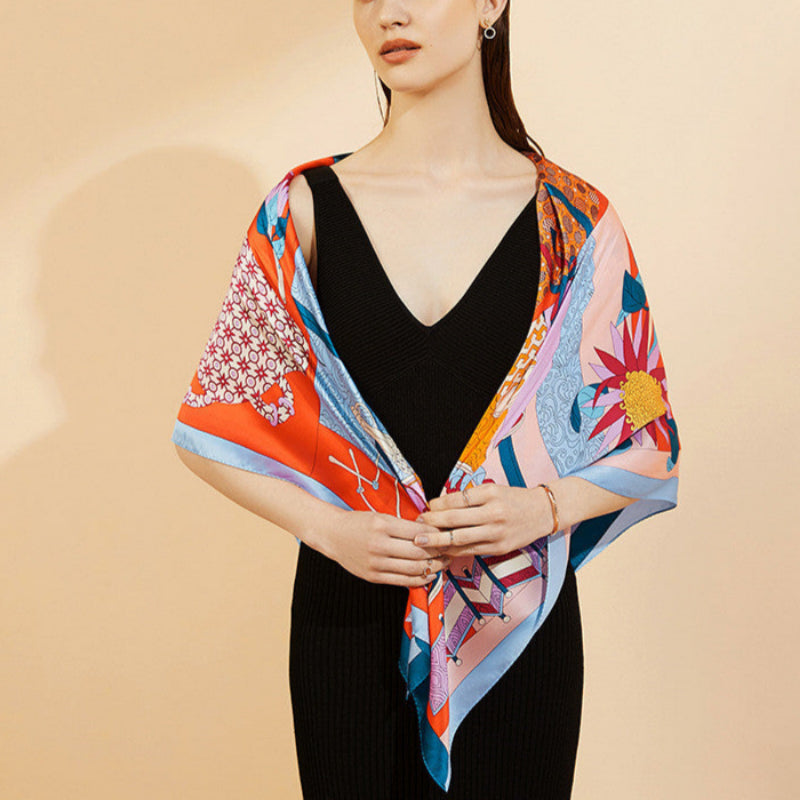 Square Scarf Windproof and Warm Heavy Silk Scarf