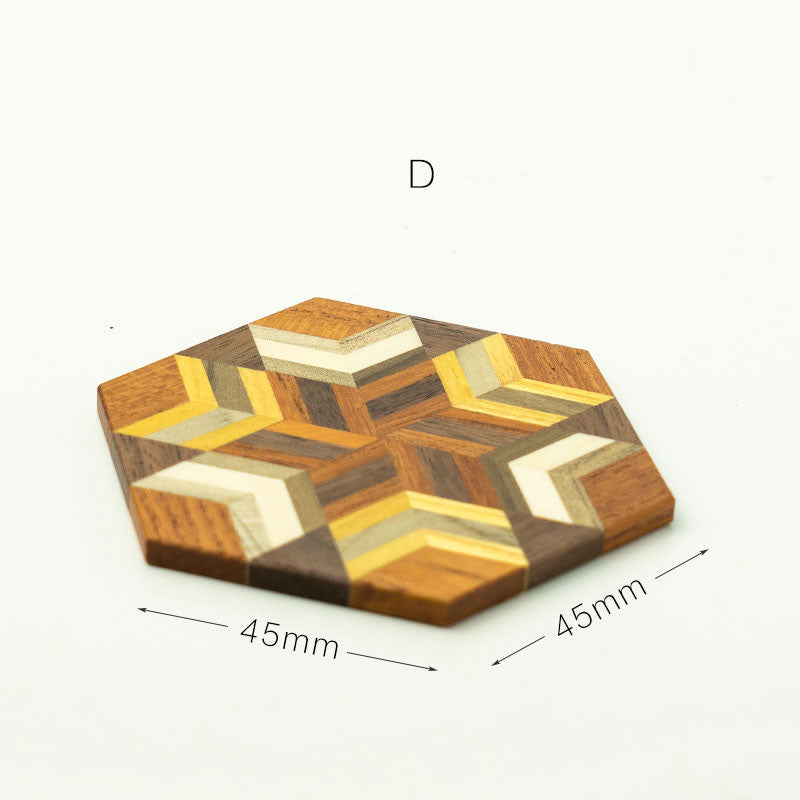 Natürlicher massiver Holz sechseckiger Haushaltsretro -Untersetzer