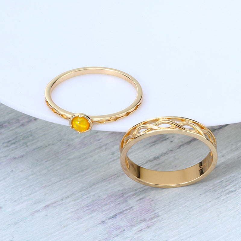 925 Silber Vintage Twist Natural Opal Ring