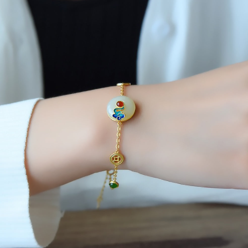 Hetian Jade Jewelry Set with Safe Buckle Pendant, Earrings & Ring-10