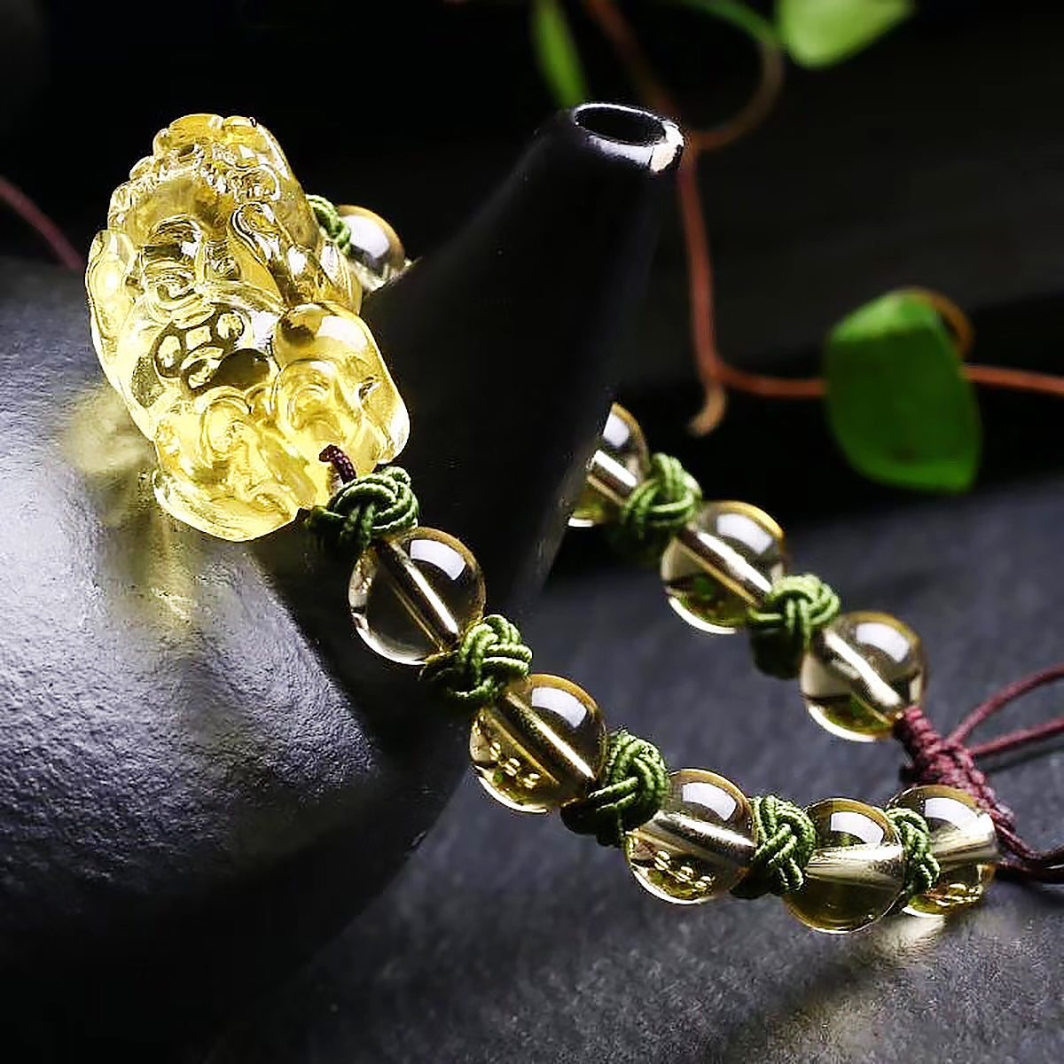 Pixiu Citrine Bead Bracelet Natural Wealth Symbol Jewelry-3