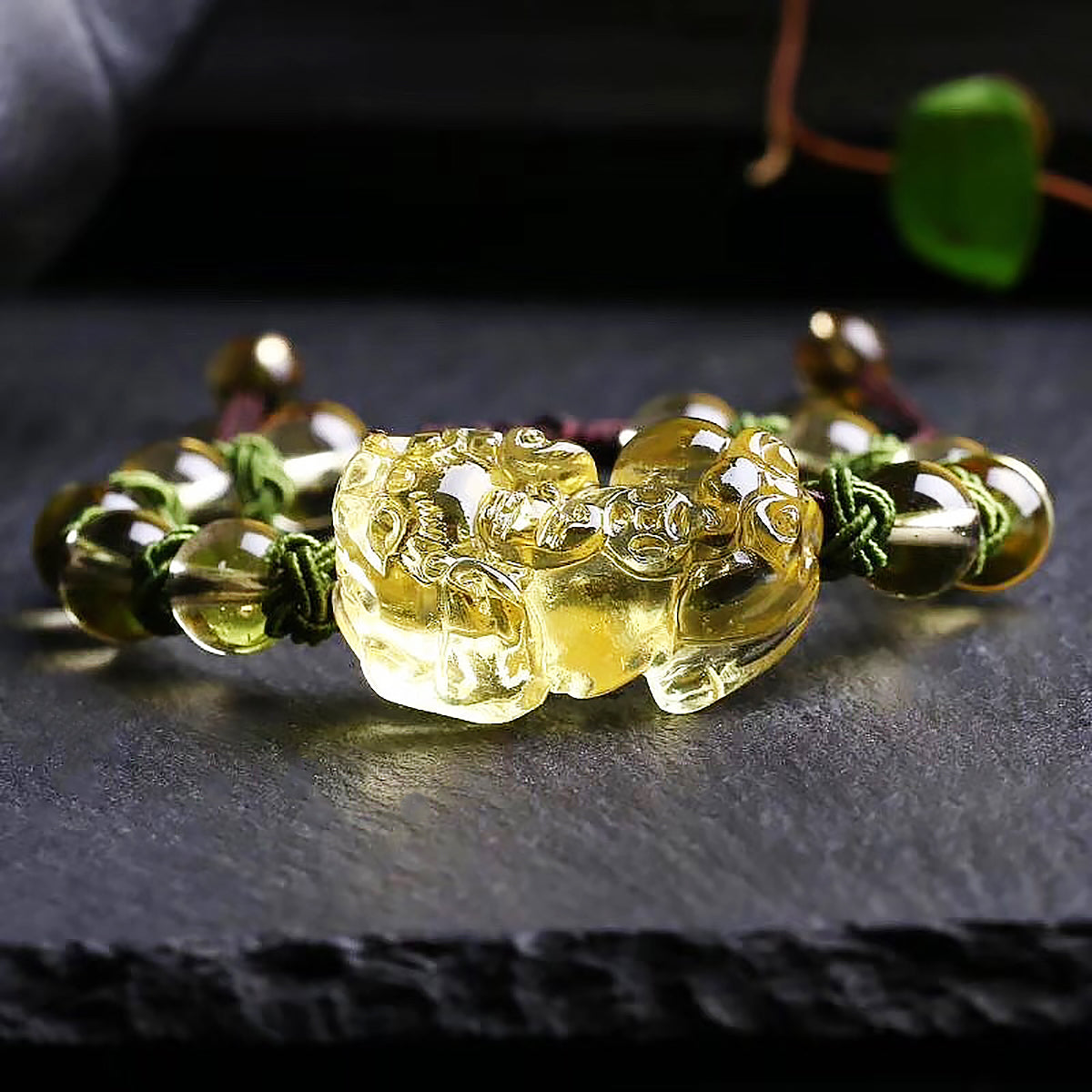 Pixiu Citrine Bead Bracelet Natural Wealth Symbol Jewelry-4