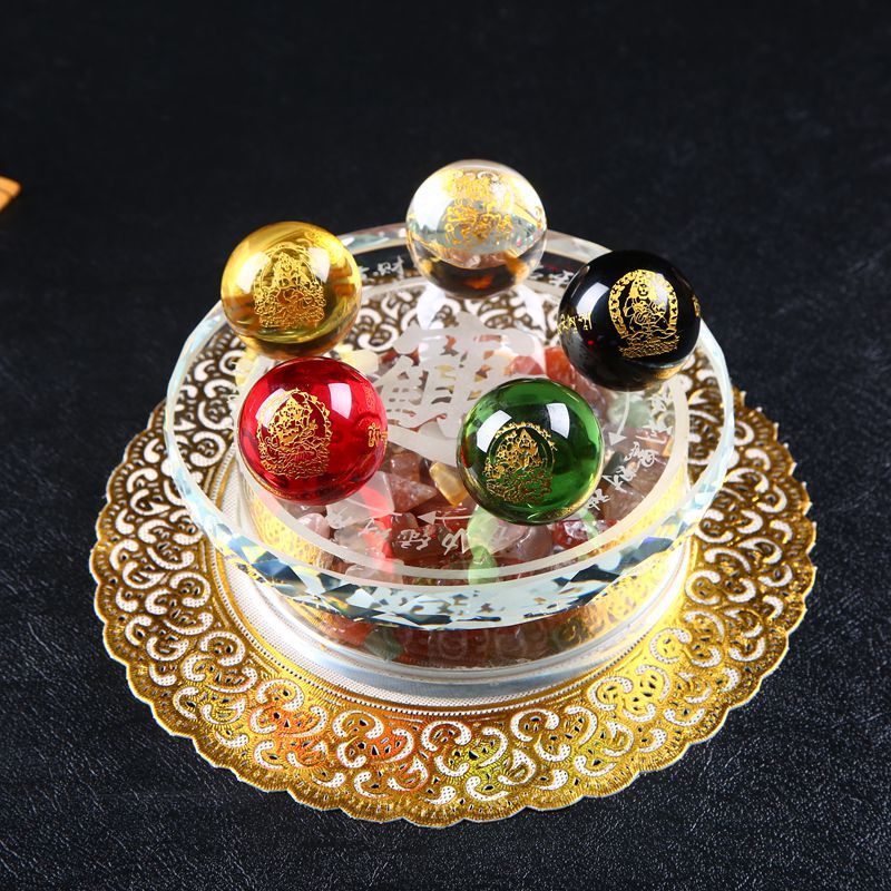 Five Elements Ornaments Gold, Wood, Water, Fire and Earth Element Crystal Balls