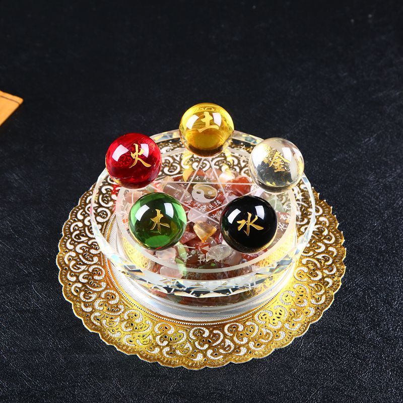 Five Elements Ornaments Gold, Wood, Water, Fire and Earth Element Crystal Balls