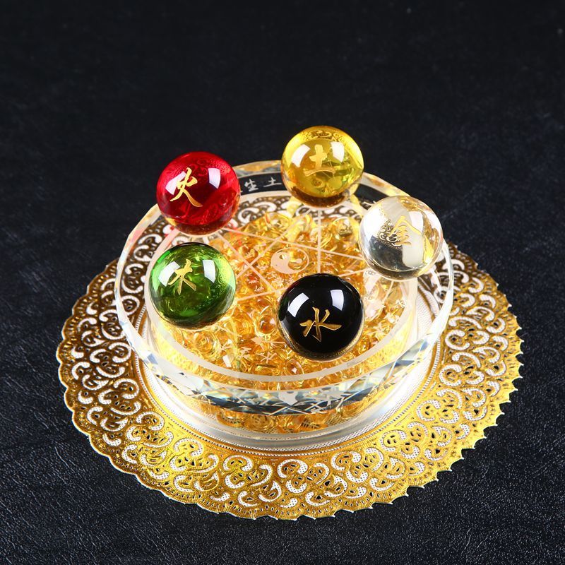 Five Elements Ornaments Gold, Wood, Water, Fire and Earth Element Crystal Balls