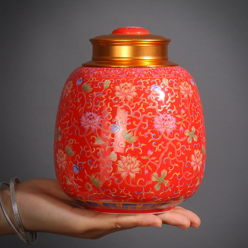 Haushaltstee Caddy Keramik Emaille Großer versiegter Tee Caddy Geschenkbox