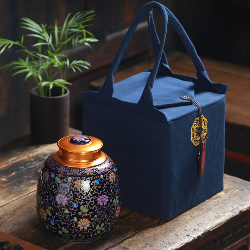 Haushaltstee Caddy Keramik Emaille Großer versiegter Tee Caddy Geschenkbox