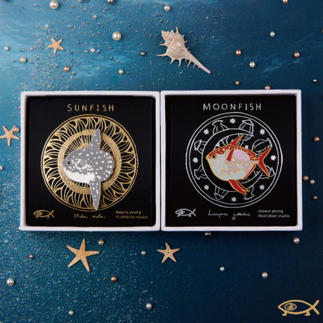 Mondfisch kreativ original Brosche Paar Schmuck Vadge Pin