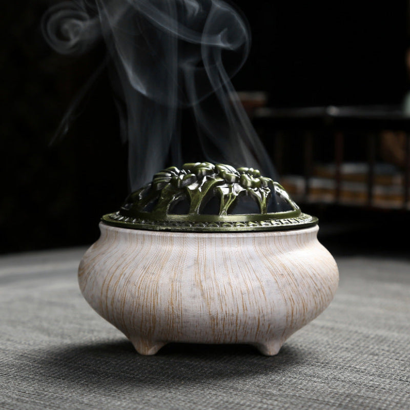 Home Fashion Decoration Marbleized Pattern Ceramic Incense Burner-2