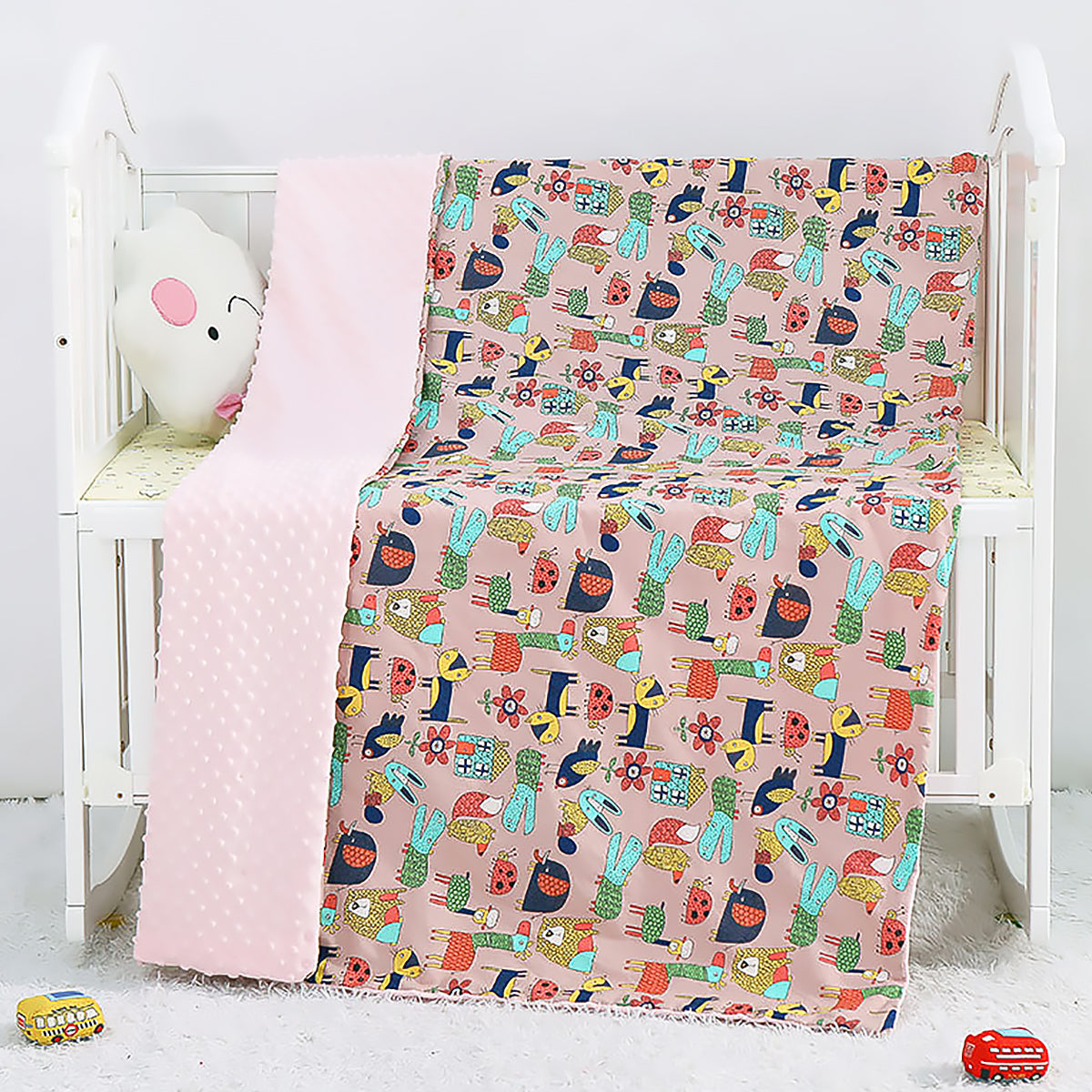 Cartoon Baby Soothing Pea Blanket Dual Sided Soft Nursery Stroller Blanket-10